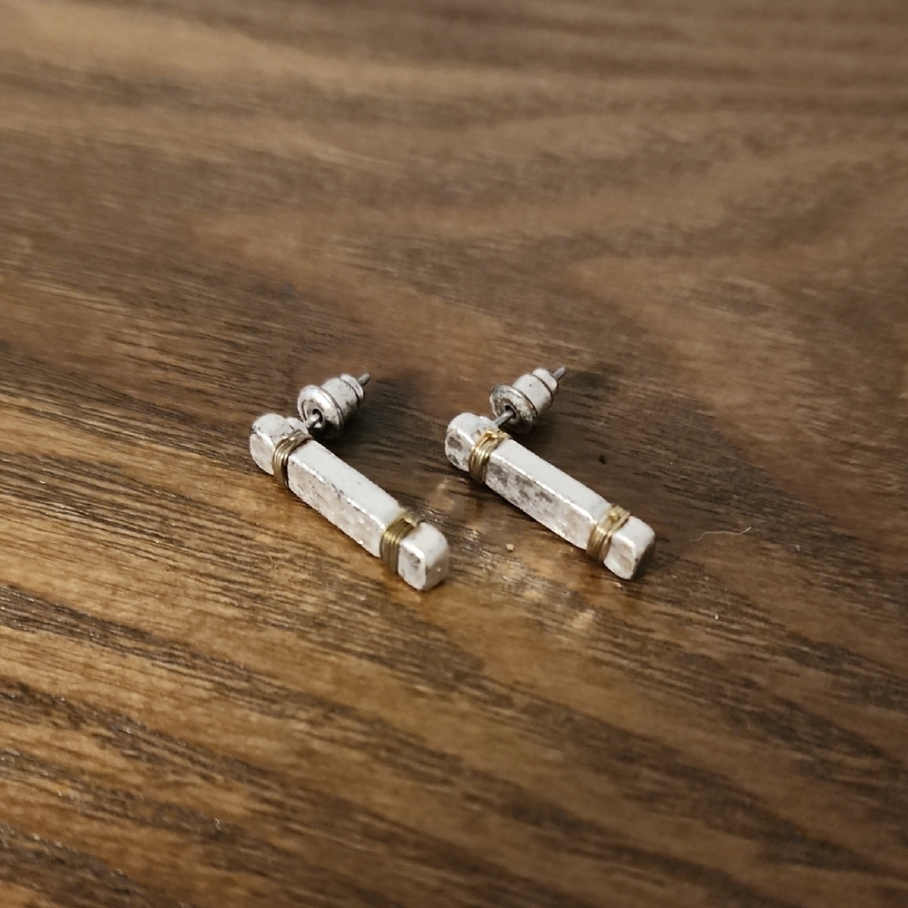 Silver and Gold Bar Earrings